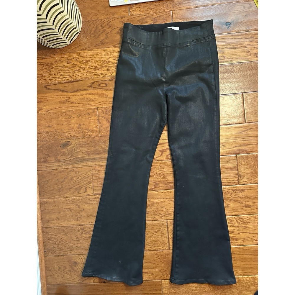 FRAME Denim The Jet Set Flare Coated Black Pants Size 2 High Rise Pull On